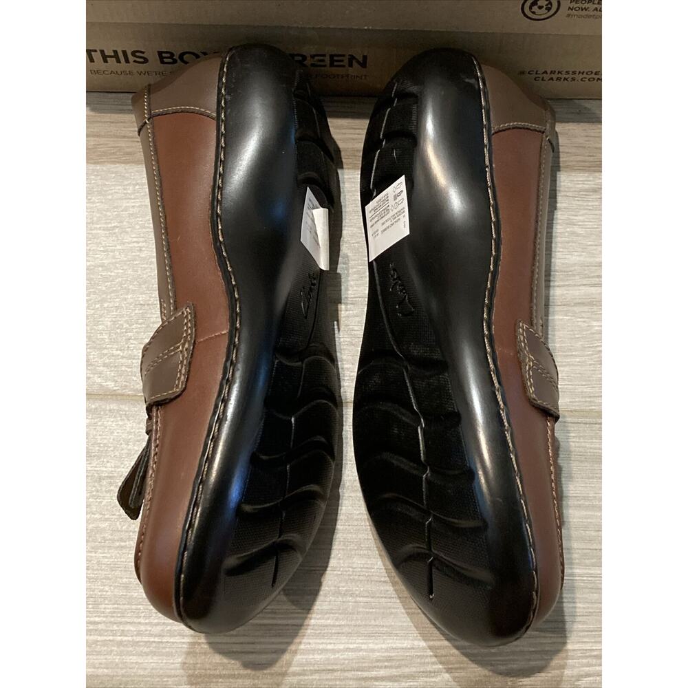 Clarks Ashland Bubble Loafers Brown Leather Slip On Tassel Women Size 8 N - Picture 8 of 12